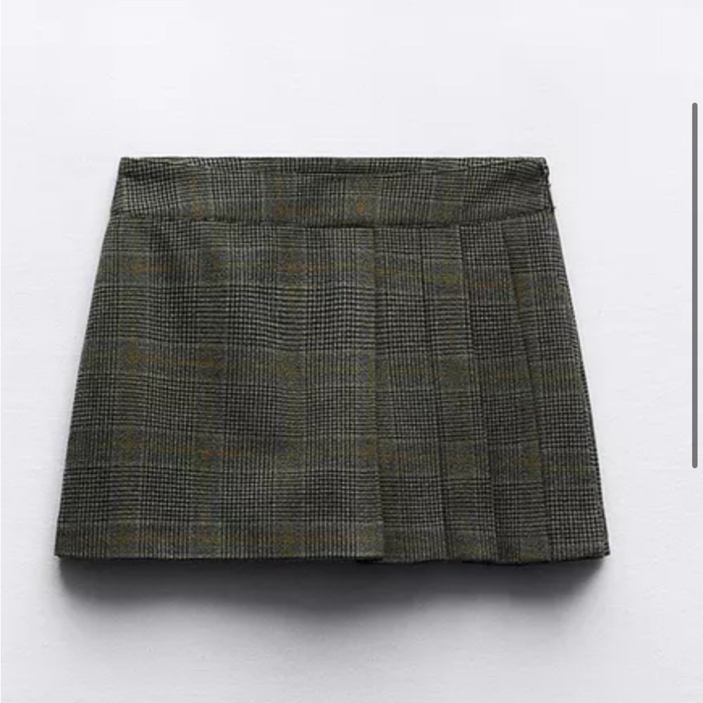 Classic Gray Plaid Skort Zara